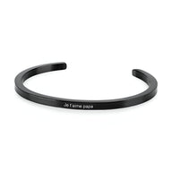 Bracelet jonc noir en acier inoxydable avec gravure personnalisée "Je t'aime papa".