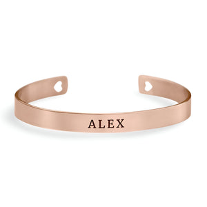 Bracelet jonc personnalisée, en argent sterling, motifs coeur, pour femme, modèle Miriam - La Boutique du Bracelet