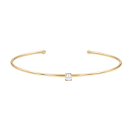 Bracelet jonc fin doré en acier inoxydable avec petite pierre blanche centrale, style discret Adéni.