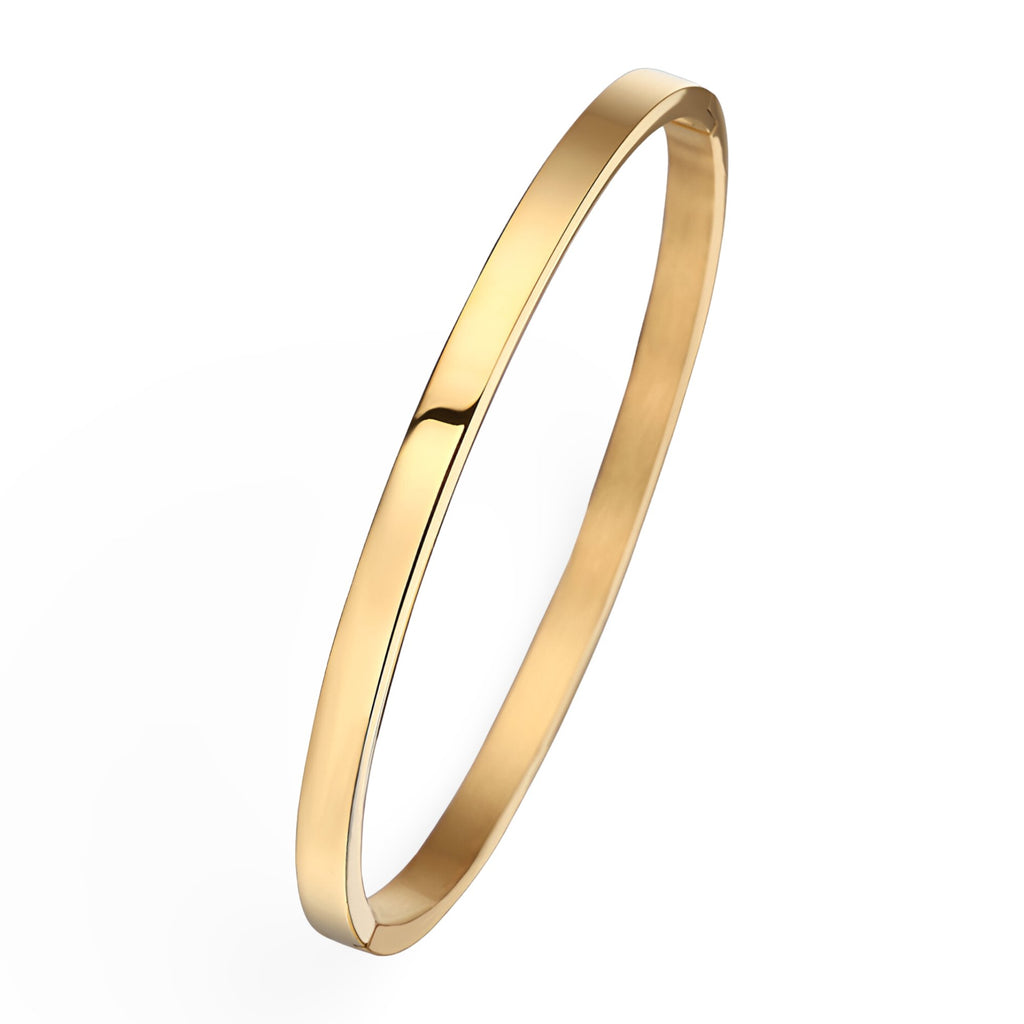 Bracelet jonc fin en titane plaqué or 18 carats, finition lisse et brillante.