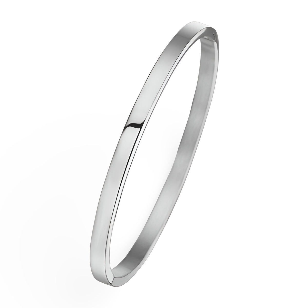 Bracelet jonc fin en titane plaqué argent, design lisse et minimaliste.