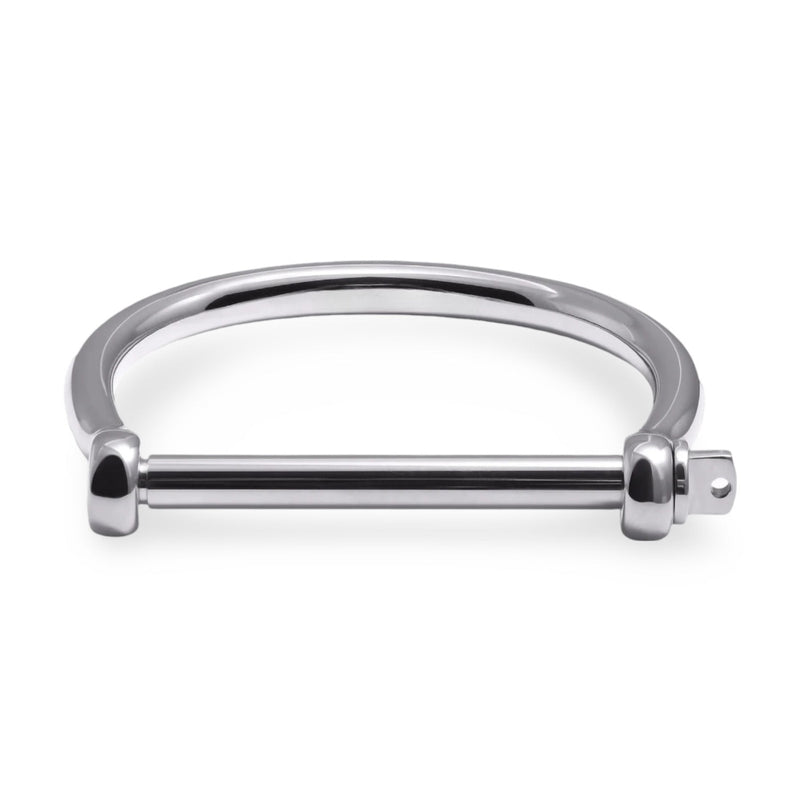 Bracelet jonc en titane argenté avec fermoir crochet d'ancrage élégant et minimaliste.