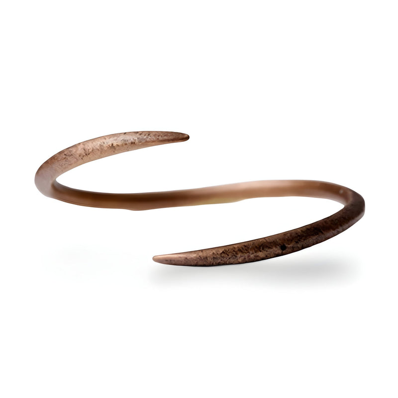 Bracelet jonc torsadé vintage en cuivre marron, design ouvert et fin, style mixte Mirza.