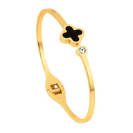 Bracelet jonc trèfle à 4 feuilles scintillant, en acier inoxydable, ajustable, pour femme, modèle Luckia - La Boutique du Bracelet