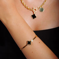 Bracelet jonc trèfle à 4 feuilles scintillant, en acier inoxydable, ajustable, pour femme, modèle Luckia - La Boutique du Bracelet