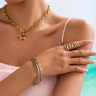 Bracelet jonc, triple cercle, en titane, pour femme, modèle Mérana - La Boutique du Bracelet