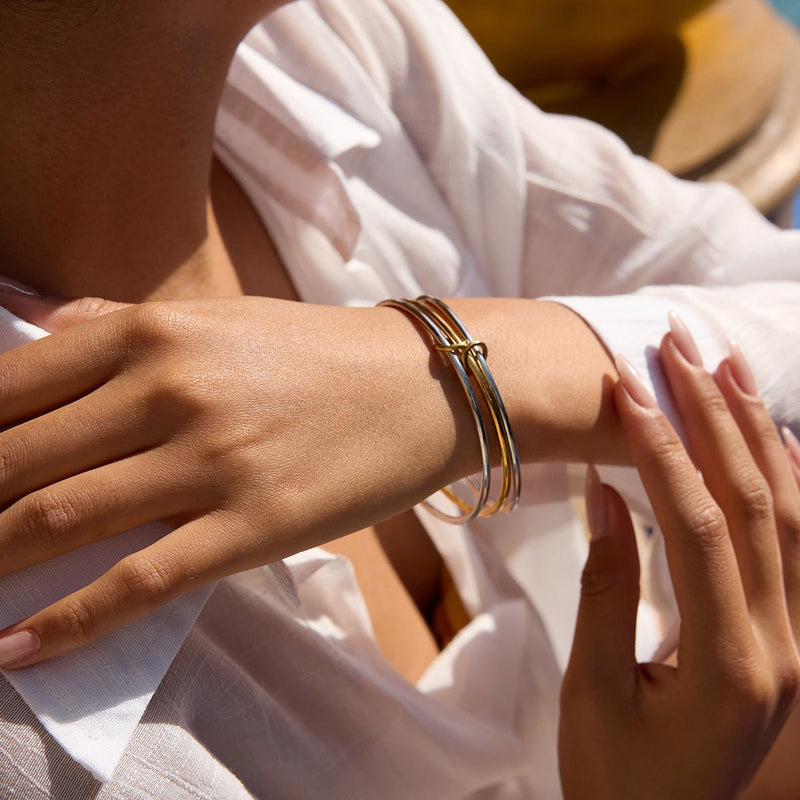 Bracelet jonc, triple cercle, en titane, pour femme, modèle Mérana - La Boutique du Bracelet