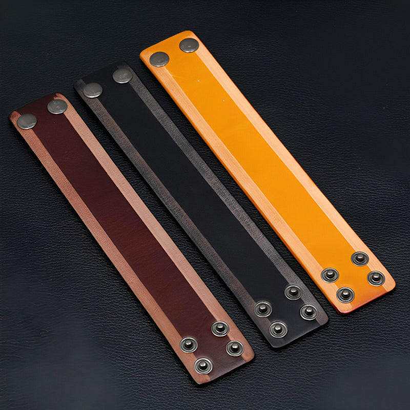 Bracelet large en cuir style rétro pour homme, modèle Berkley, coloris cognac, noir et marron avec fermoirs à.