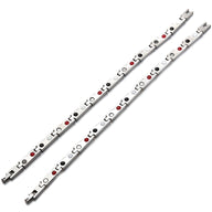 Bracelet magnétique en titane argenté avec détails noirs et rouges, design fin et moderne.