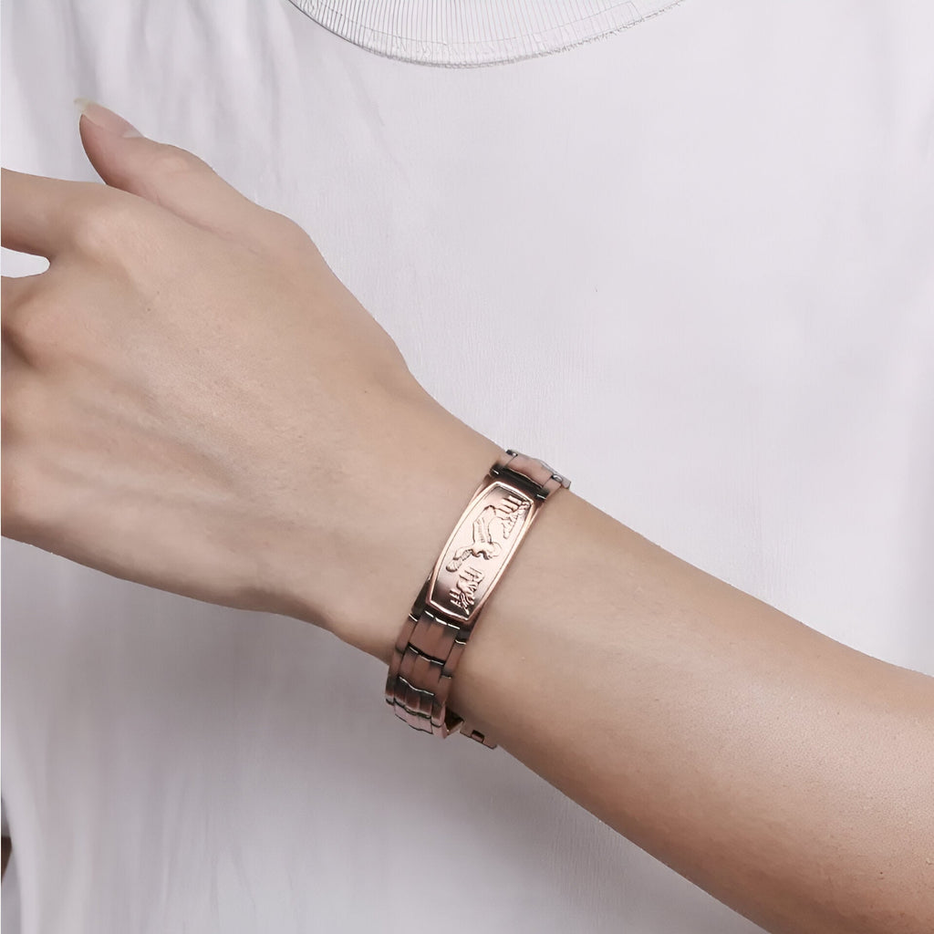 Bracelet magnétique en cuivre bronze à motif aigle, style masculin, ajustable.