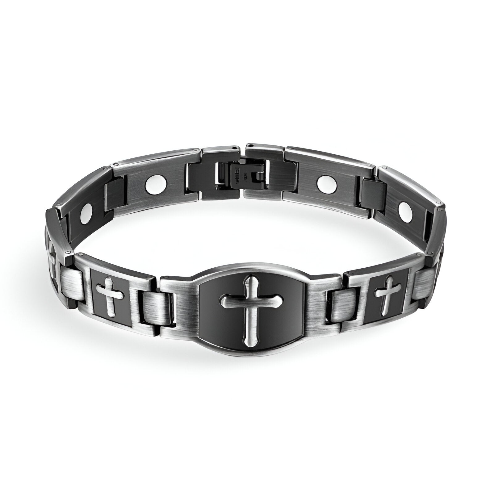 Bracelet magnétique, croix chrétienne, en titane, pour homme, modèle Vedis - La Boutique du Bracelet