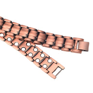 Bracelet magnétique pour homme en cuivre bronze, maillons larges et fermoir solide.