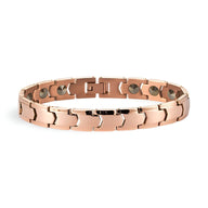 Bracelet magnétique homme en germanium finition or rosé avec maillons larges et aimants visibles.