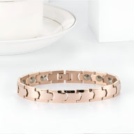 Bracelet magnétique homme en germanium or rosé, maillons larges, finition polie brillante.