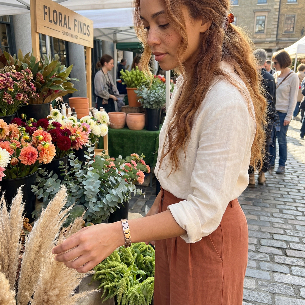 Bracelet magnétique, en titane, aimants puissant améliorant son bien-être, modèle Hakon