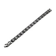 Bracelet magnétique en titane gris foncé avec motifs entrelacés pour homme modèle Thordis.