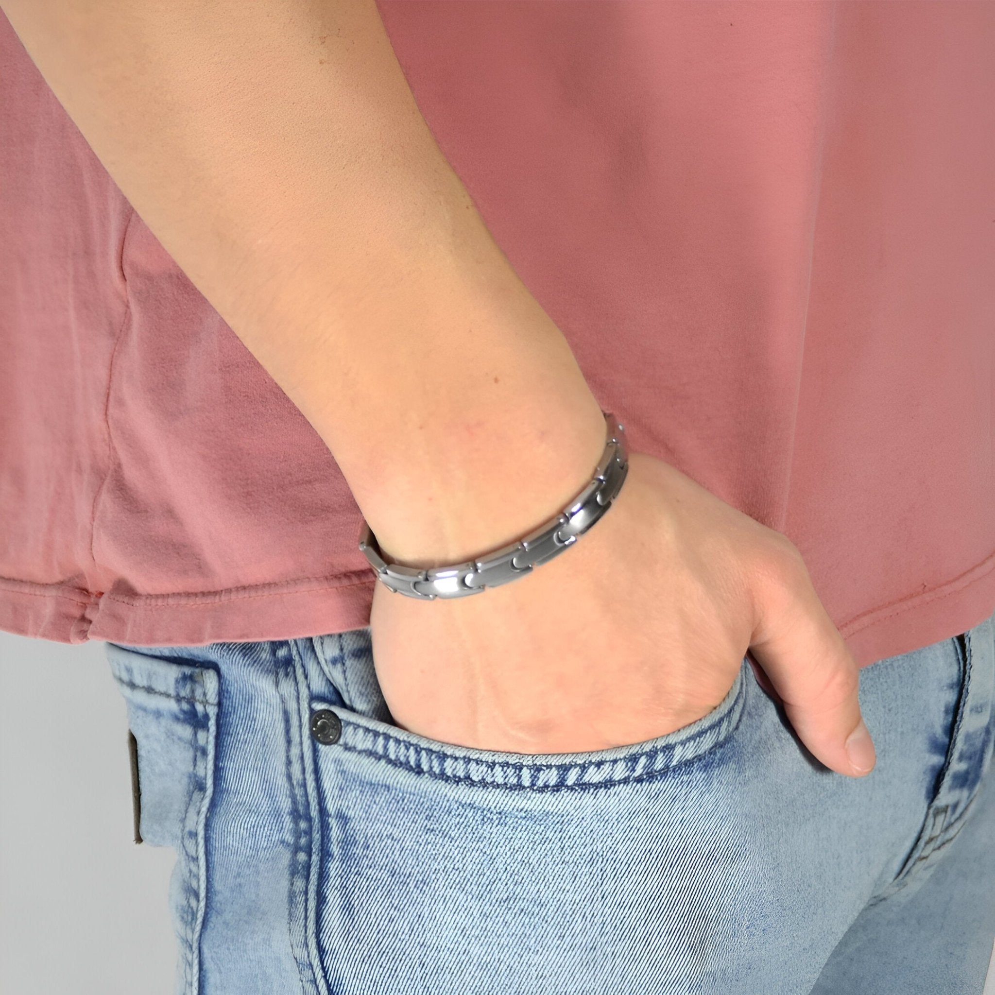 Bracelet magnétique, en titane, pour homme, modèle Tormod - La Boutique du Bracelet