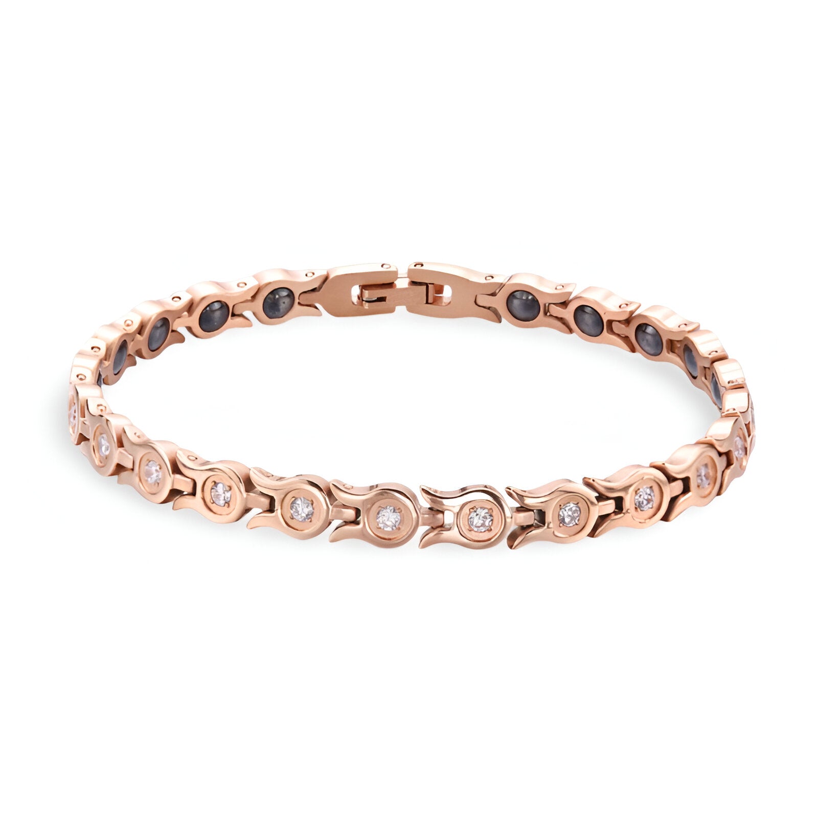 Bracelet magnétique incrusté de zirconium, en titane, pour femme, modèle Skadi - La Boutique du Bracelet