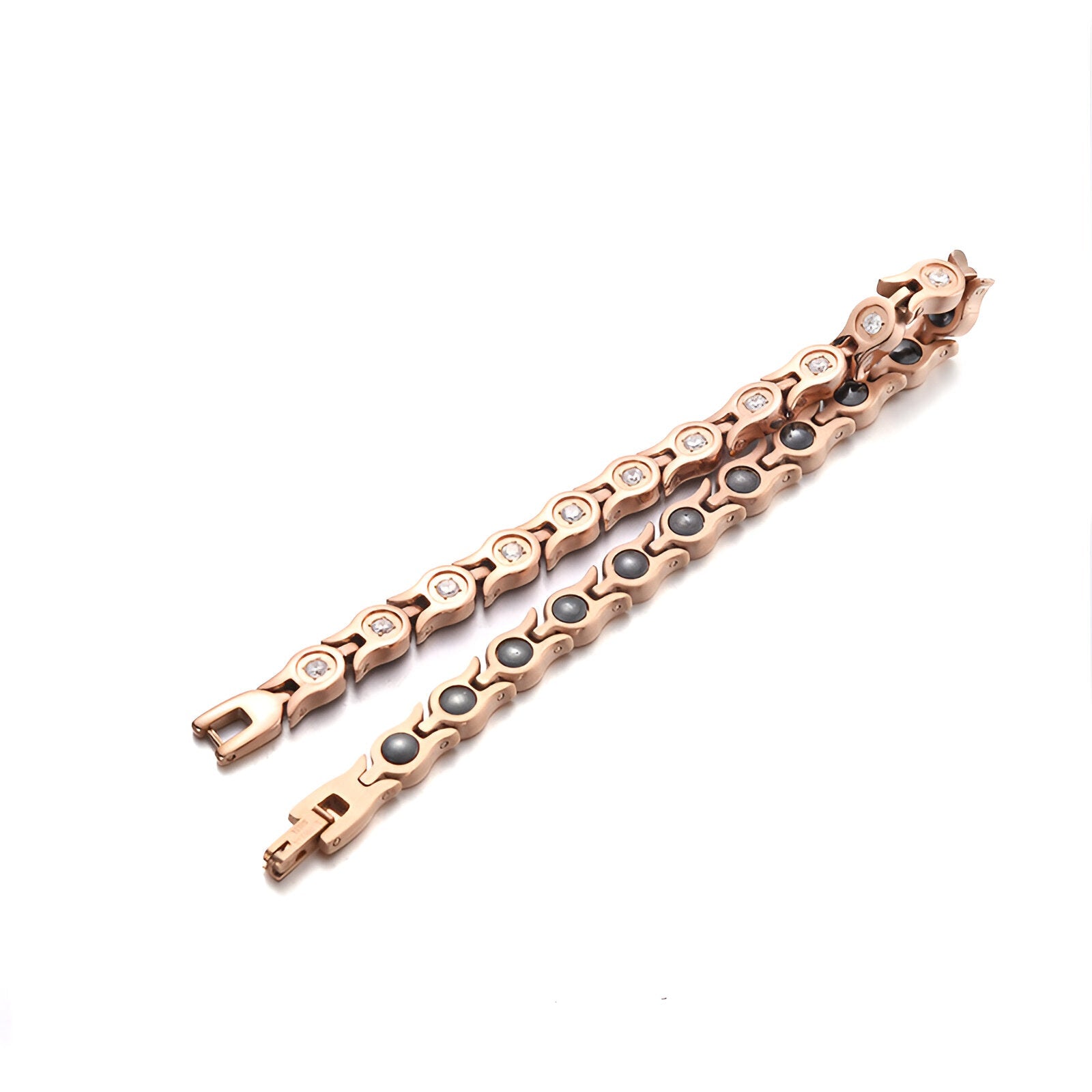 Bracelet magnétique incrusté de zirconium, en titane, pour femme, modèle Skadi - La Boutique du Bracelet