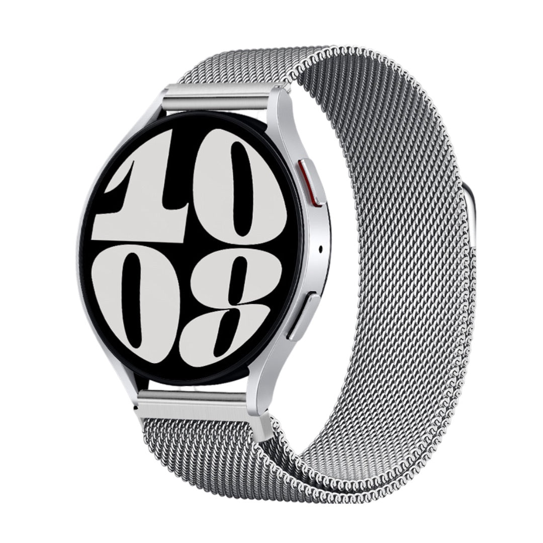 Bracelet magnétique milanais en acier inoxydable argenté pour Huawei Watch, style maillage fin.