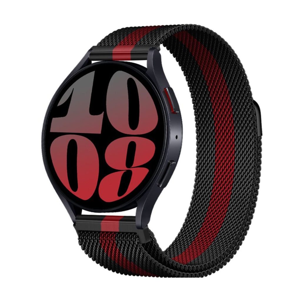 Bracelet magnétique milanais noir et rouge en acier inoxydable pour Huawei Watch.