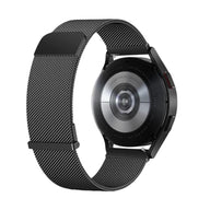 Bracelet magnétique noir en maille milanaise acier inoxydable pour Huawei Watch, dos du boîtier visible.