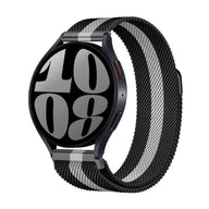 Bracelet magnétique milanais en acier inoxydable noir et blanc pour Huawei Watch avec grand cadran numérique gris.