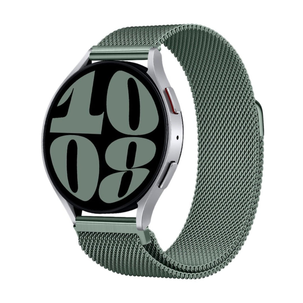 Bracelet magnétique maille milanaise vert olive pour montre Huawei en acier inoxydable.