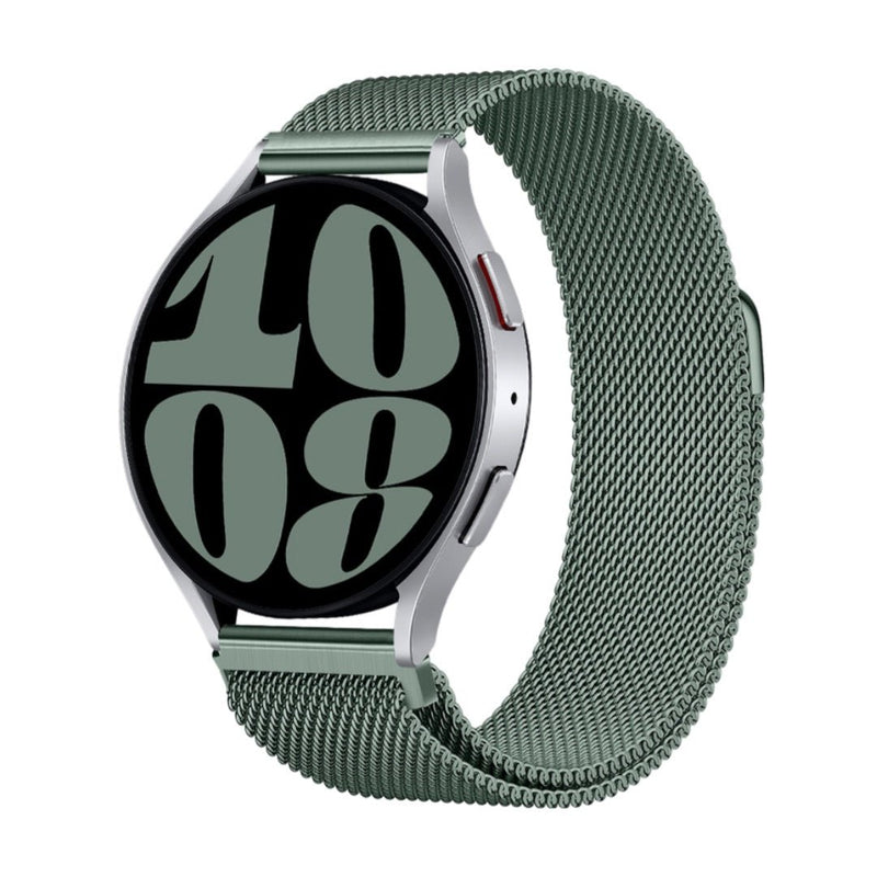 Bracelet magnétique maille milanaise vert olive pour montre Huawei en acier inoxydable.