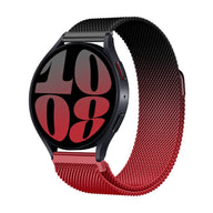 Bracelet magnétique en maille milanaise acier inoxydable bicolore noir et rouge pour Huawei Watch.