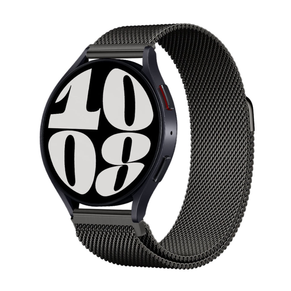 Bracelet magnétique acier inoxydable maille milanaise noire compatible Huawei Watch modèle Kisso.