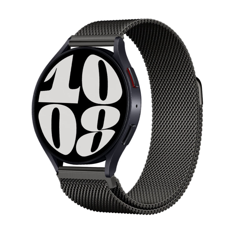 Bracelet magnétique acier inoxydable maille milanaise noire compatible Huawei Watch modèle Kisso.