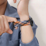 Bracelet magnétique en nylon tressé aux tons orange, bleu et blanc, pour Huawei Watch, style Djuni.