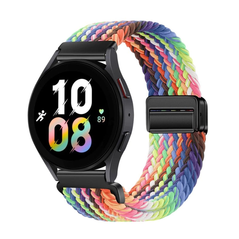 Bracelet magnétique tressé multicolore pour Huawei Watch, style Djuni, fermeture noire.