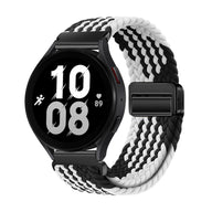 Bracelet magnétique tressé en nylon noir et blanc pour Huawei Watch, style Djuni élégant et confortable.