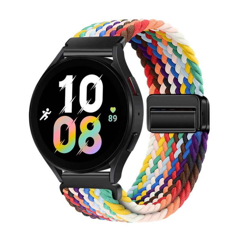 Bracelet magnétique tressé multicolore pour Huawei Watch avec fermeture noire brillante.