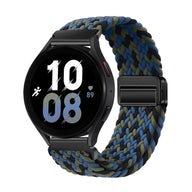 Bracelet magnétique pour Huawei Watch en nylon tressé bleu, noir et gris, motif multicolore.