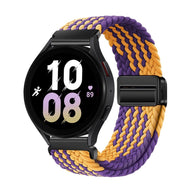 Bracelet magnétique en nylon tressé violet et orange pour Huawei Watch avec boucle noire.