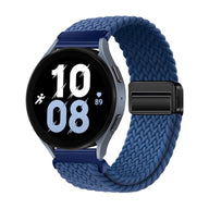 Bracelet magnétique en nylon tressé bleu marine pour Huawei Watch, taille 44-46 mm.