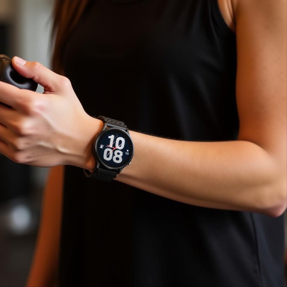 Bracelet magnétique noir en nylon tressé pour montre Huawei, style sportif et ajustable.