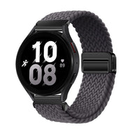Bracelet magnétique gris foncé en nylon tressé pour Huawei Watch avec boucle noire mate.