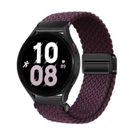 Bracelet magnétique en nylon tressé violet foncé pour Huawei Watch, ajustable et robuste.