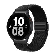 Bracelet magnétique tressé noir en nylon pour Huawei Watch modèle Goju, fermoir noir mat.
