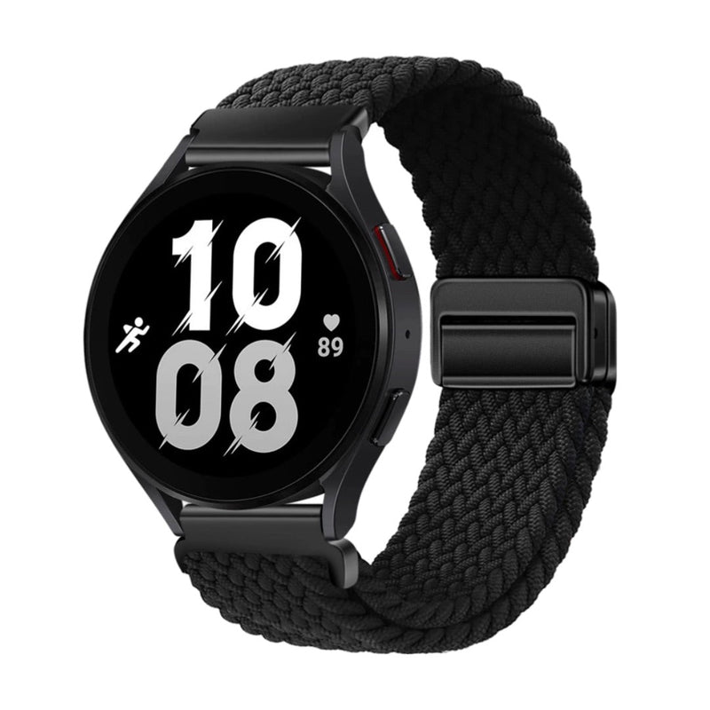 Bracelet magnétique tressé noir en nylon pour Huawei Watch modèle Goju, fermoir noir mat.