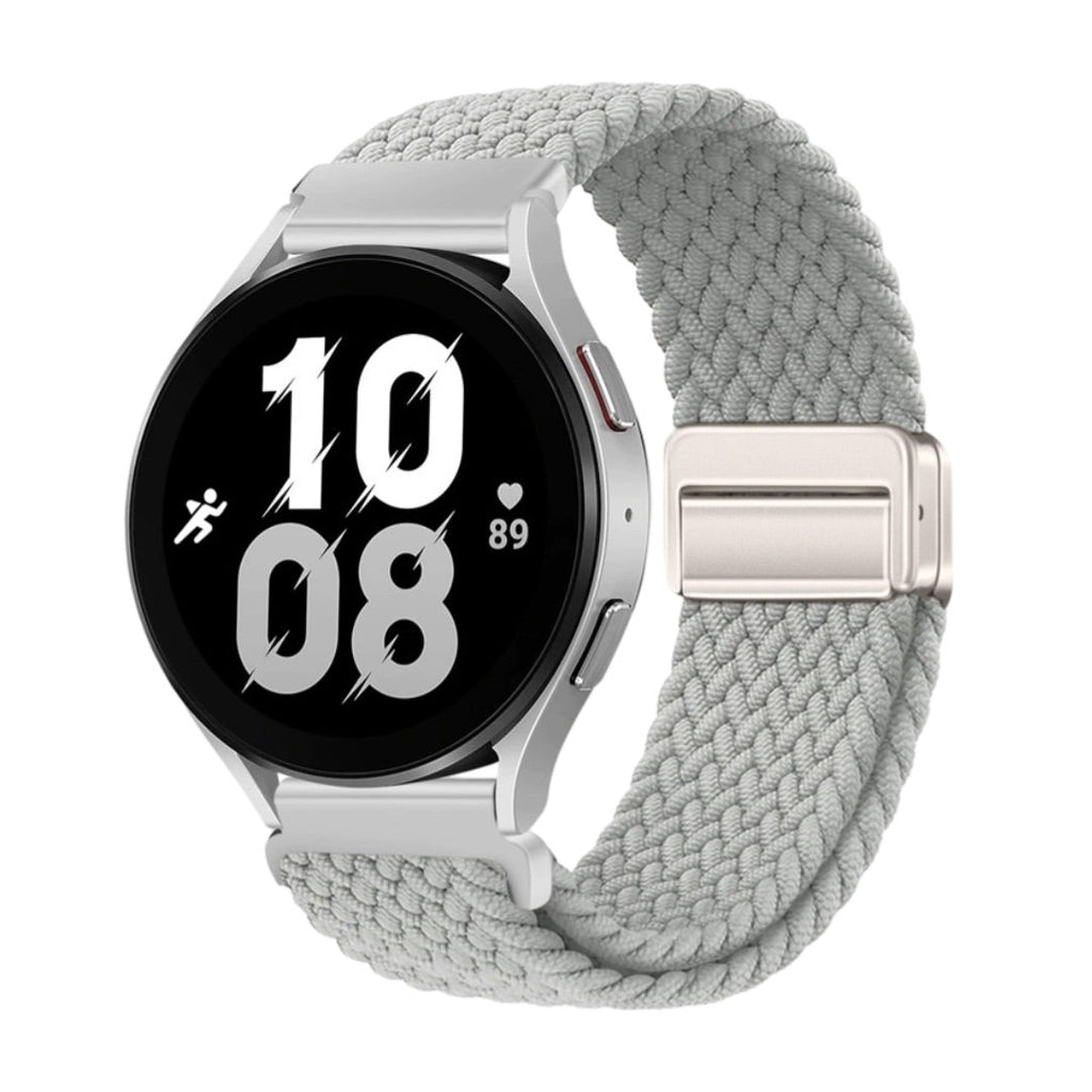Bracelet magnétique gris clair en nylon tressé pour Huawei Watch, boucle argentée ajustable.