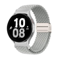 Bracelet magnétique gris clair en nylon tressé pour Huawei Watch, boucle argentée ajustable.