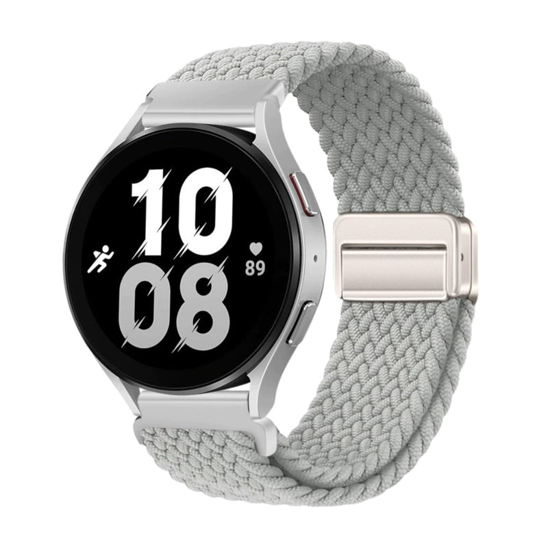 Bracelet magnétique gris clair en nylon tressé pour Huawei Watch, boucle argentée ajustable.