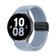 Bracelet magnétique en nylon tressé bleu clair pour Huawei Watch, fermoir noir.