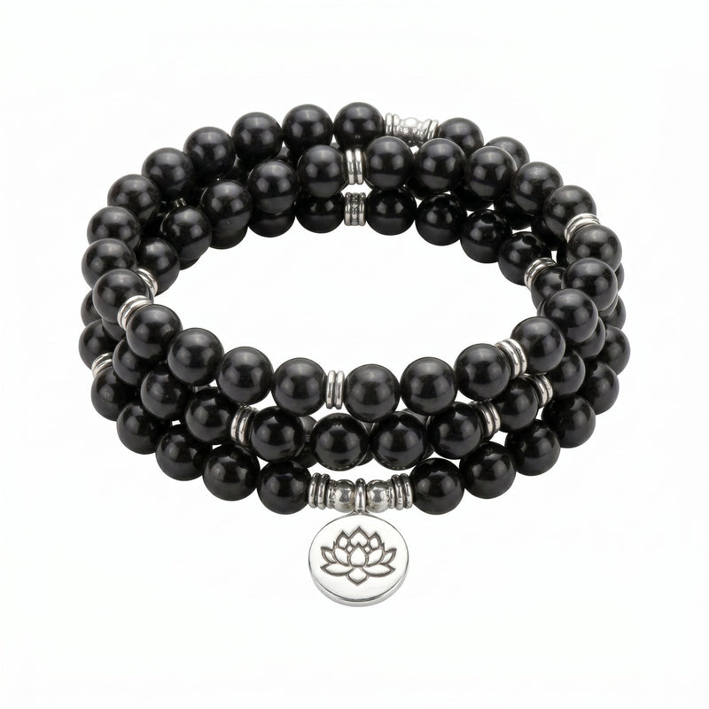 Bracciale mala tibetano in vera labradorite, perle naturali da meditazione, gioiello spirituale per l’equilibrio, talismano protettivo dai riflessi blu, modello Dawa