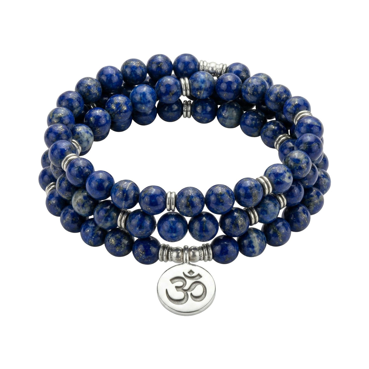 Bracelet Mâla tibétain 108 perles en lapis lazuli, pendentif spirituel au choix, modèle Karma